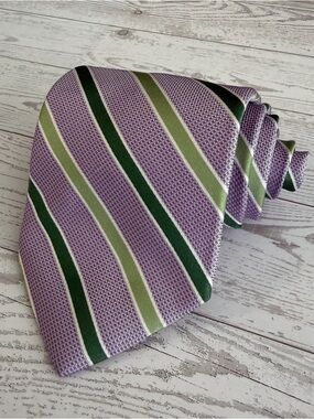 Brooks Brothers 346, 100% Silk, Purple, Green, Striped Tie